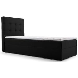 mb-moebel Continentaal bed, boxspringbed, bed met bedkast, Bonell-matras en topper, tweepersoonsbed - boxspringbed 05 (zwart - Hugo 100, 90 x 200 cm)