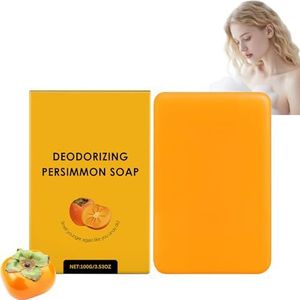 Persimmon Deodorizing Soap Bar, Body Geurbestrijding voor Oude Mensen Geur/Nonenal, Zachte Reiniging voor Gezicht & Lichaam, Hydraterende Rijke Schuim met Glycerine & Shea Butter, Voor Mannen