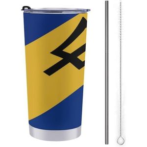 Barbados Curacao vlag reizen mok herbruikbare koffie beker waterfles beker met rietje en deksel 20oz