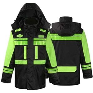 Fluorescerend Vest Waterdicht reflecterend pak, jas zwart-gele oxford doek regenbestendig hoog zichtbaar binnen Reflecterend Harnas (Color : A, Size : 3XL)