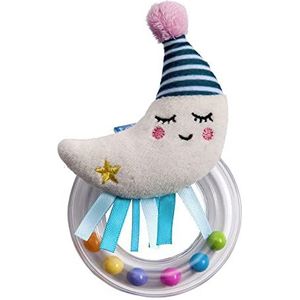 Taf Toys Mini Moon Newborn Baby Rattle. Soft Plush Toddler Sensory Ring Rattle with Ribbons. Easy to Grab. Colourful Beads. Suitable for Boys & Girls from Birth