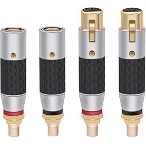 Koperen koolstofvezel rhodium coating audio-adapter RCA-bus naar XLR 3-pins stekker/bus audio-adapter aansluiting 1 stuk (kleur: 1xD1012F - rood)