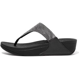 FitFlop Lulu Glitz Toe Post Sandals All Black 10 M (B)