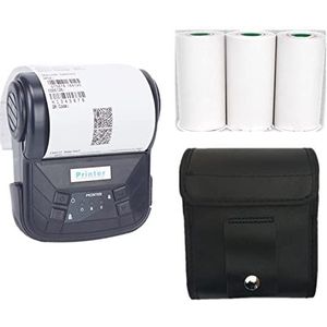 Handheld inkjetprinter, DC 5V USB 3 ""80mm Mini Draadloze Thermische Bonprinter Draagbare Bluetooth Printer Ondersteuning PC Printer papier Impresora voor tekst/barcode/logo/QRCode/teller(Add Case and