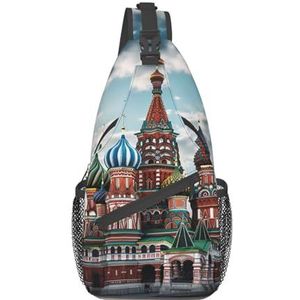 St Basil Kathedraal Rood Vierkant In Moskou Sling Bag Crossbody Schouder Borst Tas Reizen Wandelen Rugzak Voor Vrouwen Mannen, Zwart, One Size, Zwart, One Size