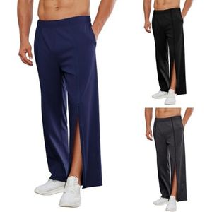 Heren Joggingbroek Van Katoen, Sportbroek Met Rits Over De Gehele Lengte, Revalidatiebroek, Vrijetijdsbroek, Tear-off Broek, Quick-fuck Broek Met Zakken, Postoperatieve joggingbroek(Blue A,3XL)