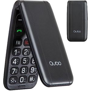Qubo Flip GSM Seniorenhandy Klaptelefoon Zonder Contract Telefoon met Grote Knoppen Mobiele telefoon voor Senioren Display 2,4 inch, SOS-functie, Ondersteuning Dual-SIM, Snelkiezen, FM-radio, Zaklamp, Zwart