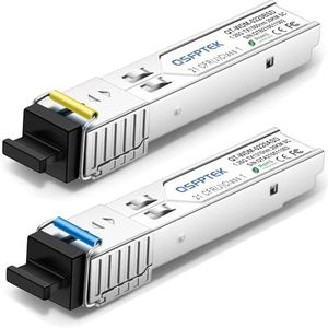 QSFPTEK 1,25 G BIDI WDM SFP module, 1000Base-BIDI transceiver 20km Simplex SC, Tx1310/Rx1550nm transceiver compatibel met Cisco GLC-BX-U, GLC-BX-D, Ubiquiti UniFi UF-SM-1G-S, microtiek (SMF, 20 km,