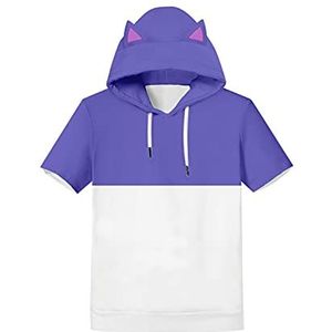 KoleGoe TOH Luz Noceda Cosplay Hoodie Wit Paars Korte Mouw Kat Oor Hooded Sweatshirt voor Kinderen Volwassen Casual Trui Halloween Outfit