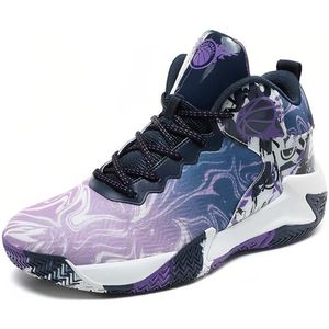 Voguerra Basketbalschoenen for heren, antislip en lichtgewicht buitensportschoenen, trainingsschoenen Basketbalfans(Purple,45 EU)
