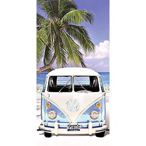 Volkswagen badhanddoek VW Bulli T1 blauw 75 x 150 cm 100% katoen in velours kwaliteit camper-van bus oldtimer strandlaken strandhanddoek handdoek badhanddoek badhanddoek saunahanddoek woordenzee strand retro motief 048