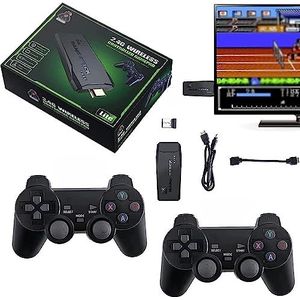 Ervaar klassiek gamen met een draadloze retro-gameconsole - Plug-and-play videogamestick met meer dan 10.000 ingebouwde games, 1080P HDMI-uitgang, dubbele 2.4G draadloze controllers