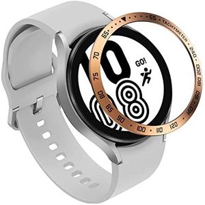 TopTen Roestvrij stalen ring zelfklevende cover krasbescherming bescherming hoesje compatibel voor Samsung Galaxy Watch4 40MM 44MM Smartwatch (E-Rose Gold, 40MM)
