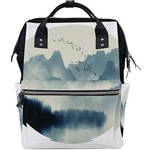 Grote capaciteit Luier Tote Nappy Tas Mummy Rugzak voor Babyverzorging, Chinees Schilderen met Twee Vogels Print Multi-Functie Waterdichte Travel Back Pack Stijlvol voor mama en papa 11"" x 7"" x 15.7"" Kleur2