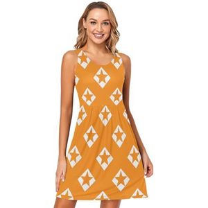 LI ZHI XIN Dames Zomerjurken Ronde Hals Casual A-lijn Mouwloos Vest Jurken met Zakken Sterrenpatroon, Meerkleurig, S