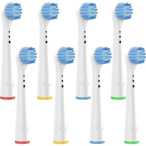 Vervangende borstels, compatibel met Braun Oral B, elektrische tandenborstel, Sensitive Precision Floss Deep Dual Clean Cross Action, 8 stuks, wit