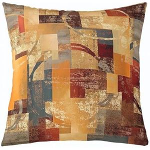 Oranjerode sierkussenslopen 40 x 40 cm, set van 4 geometrische abstracte cirkel decoratieve kussenslopen voor sofa, bed, stoel, auto, rustieke rechthoekige vierkante kussenhoes kunstwerken outdoor