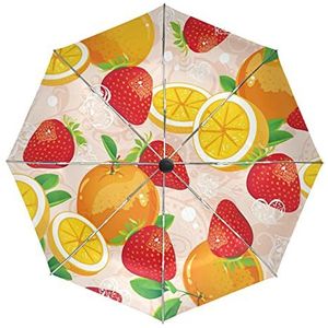 Baby Gift Oranje Citroen Fruit Paraplu Automatisch Opvouwbaar Auto Open Sluiten Paraplu's Winddicht UV-bescherming voor Mannen Vrouwen Kinderen