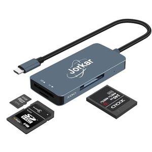 Jorkar XQD Kaartlezer USB C 3.2, 3-in-1 XQD & SD & Micro SD TF kaartlezer, USB C 3.2 voor XQDs camera kaartlezers, compatibel met Sony Nikon camera's