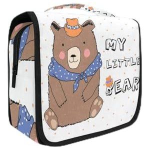 Schattige beer bruin verjaardag opknoping opvouwbare toilettas make-up reisorganisator tassen tas voor vrouwen meisjes badkamer