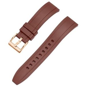 Jeniko Quick Release Fluororubber Horlogeband 20mm 22mm 24mm Waterdicht Stofdicht FKM Horlogebanden For Heren Duikhorloges (Color : Brown gold, Size : 20mm)