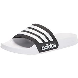 adidas Unisex Adilette Shower Slide Sandal, Core Black/White/White, 10 US Men