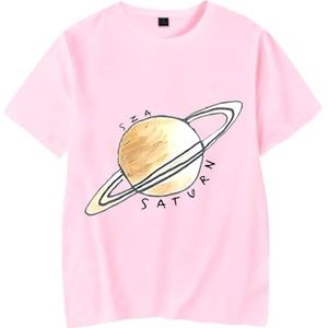 SZA Tee Saturn Merch Mannen Vrouwen Mode T-Shirt Unisex Cool Korte Mouwen Shirts Zomer Kleding, roze, XXL