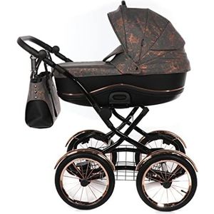 Lux4kids Retro kinderwagen luchtbanden chroom koper luxe Bella Donna by Copper 2-in-1 zonder babyzitje
