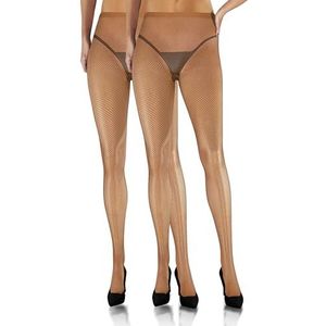 sesto senso 2 paar netpanty's fijnmazig sexy dames fijnmazig netkousen, 2 paar - bruin, 3XL-4XL Grote maten