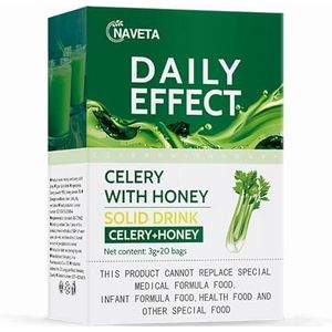 Instant Selderijpoeder Met Honing, Gember en Citroenthee - Ondersteuning Van de Lever en Natuurlijke Detox, 20 Zakjes (3 g per Stuk), Oplosbaar In Warm/koud Water, Niet-GMO