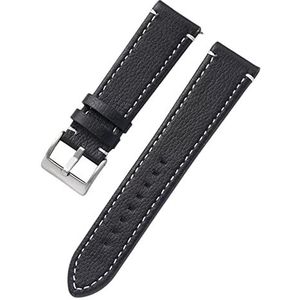 Horlogeband, 18 mm-24 mm heren kalfsleren horlogeband, zakelijke stijl pin-sluiting horlogeband met snelsluiting veerstang (Color : Dark Blue_18mm)