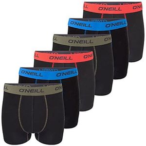O'Neill Boxershorts voor heren, verpakking van 6 stuks, effen sportboxer, basic onderbroek zonder gulp, van katoen, zwart, rood, blauw, M, L, XL, XXL, XXL
