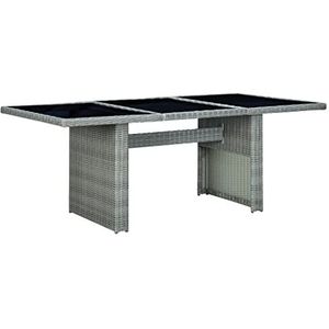 DIGBYS Tuintafel Lichtgrijs Poly Rotan en Gehard Glas