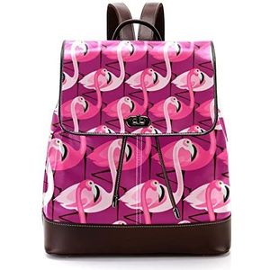 Paars Flamingo Patroon Gepersonaliseerde Schooltassen Boekentassen voor Tiener, Meerkleurig, 27x12.3x32cm, Rugzak Rugzakken