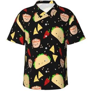 EdsfFehs Hawaiiaans herenshirt met dinsdagfeestprint, licht, ademend, korte mouwen met voorzak (S-3 XL), Zwart, S