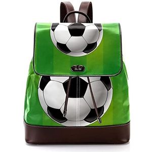 Sportvoetbal bal groene gestreepte gepersonaliseerde casual dagrugzak tas voor tiener, Meerkleurig, 27x12.3x32cm, Rugzak Rugzakken