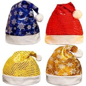 Nieuwigheid Kerst Hoeden 4 STKS Glitter Sneeuwvlok Creatieve Decoratieve Leuke Cartoon Grappige Vakantie voor Kinderen Volwassenen, One Size, Niet-geweven stof, geen edelsteen