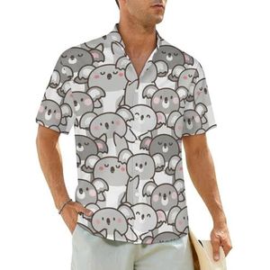 Cartoon Leuke Koala Beer Heren Shirts Korte Mouw Strand Shirt Hawaii Shirt Casual Zomer T-Shirt 4XL
