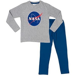 Nasa Pyjama voor jongens, kinderpyjamaset, lange mouwen, bovendeel met broek, grijs/blauw, blauw/grijs, 110-116