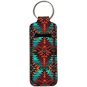 SEANATIVE Afrikaanse Tribal Print Lippen Balsem Houder Sleutelhanger Anti-kras Lippenstift Mouw Geometrische Ontwerp Chapstick Houder Sleutelhanger