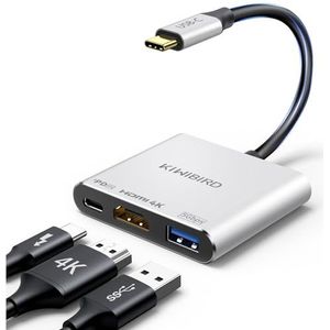 KiWiBiRD USB C naar HDMI 4K adapter, AV multipoort adapter hub met USB A 3.0 100W Type C PD oplaadpoort compatibel met MacBook Air Pro M1 M2 M3 iPad Pro iMac iPhone 15 Plus Max Surface XPS Galaxy S24