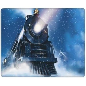 OPSREY Winter Kerst Sneeuw Nacht Spoorweg Trein Gedrukt Muismat Gaming Muismat Rubber Base Muismat