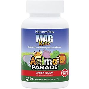 NaturesPlus Animal Parade Source of Life MagKidz - Children's Magnesium Supplement - Natural Cherry Flavour - Teeth, Bone & Muscle Health Support - GlutenFree, Vegan (90 Count (Pack of 1))