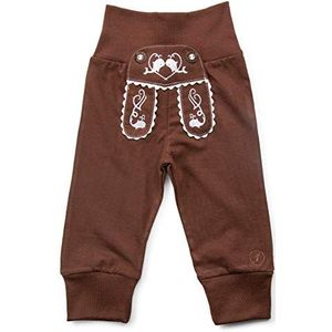 Schöneberger Trachten Couture Baby stoffen broek in lederhose design – babybroek joggingbroek met elastische tailleband – pompbroek kinderbroek Bockkitz, donkerbruin, 74-80