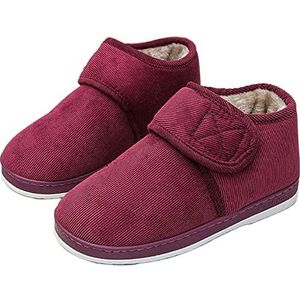 Pantoffels - Rood - Dames - Verstelbare Klittenband - Pluche Katoenen Schoenen - Winter Warme Thuisschoenen