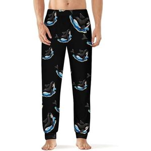 Orka's Sea Panda Pyjama voor heren, zachte loungebroek met zak, slaapbroek, loungewear
