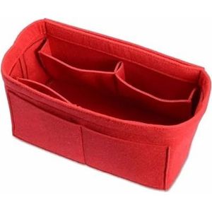 LIZHAYG Vilt insert tas populaire vrouwen cosmetische tas vilt doek insert tas voor handtas organizer (W/afneembare ritszak) (kleur: rood C stijl, maat: 34 x 18 x 17 cm)
