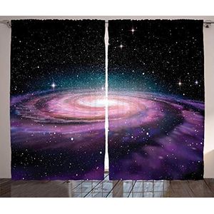 ABAKUHAUS heelal Gordijnen, Galaxy in Outer Space, Woonkamer Slaapkamer Raamgordijnen 2-delige set, 280 x 175 cm, mauve Black