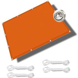 schaduwdoek waterdicht 1 x 4 m waterdicht vierkante zonnezeilen uv-bescherming, zonwering,met spantouwen voor tuin, camping, terras, Oranje