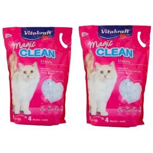 Vitakraft Magic Clean bed van siliconen voor katten, duurzaam, geurremmend en antibacterieel, 5 l, 2,2 kg (2 x 5 l)